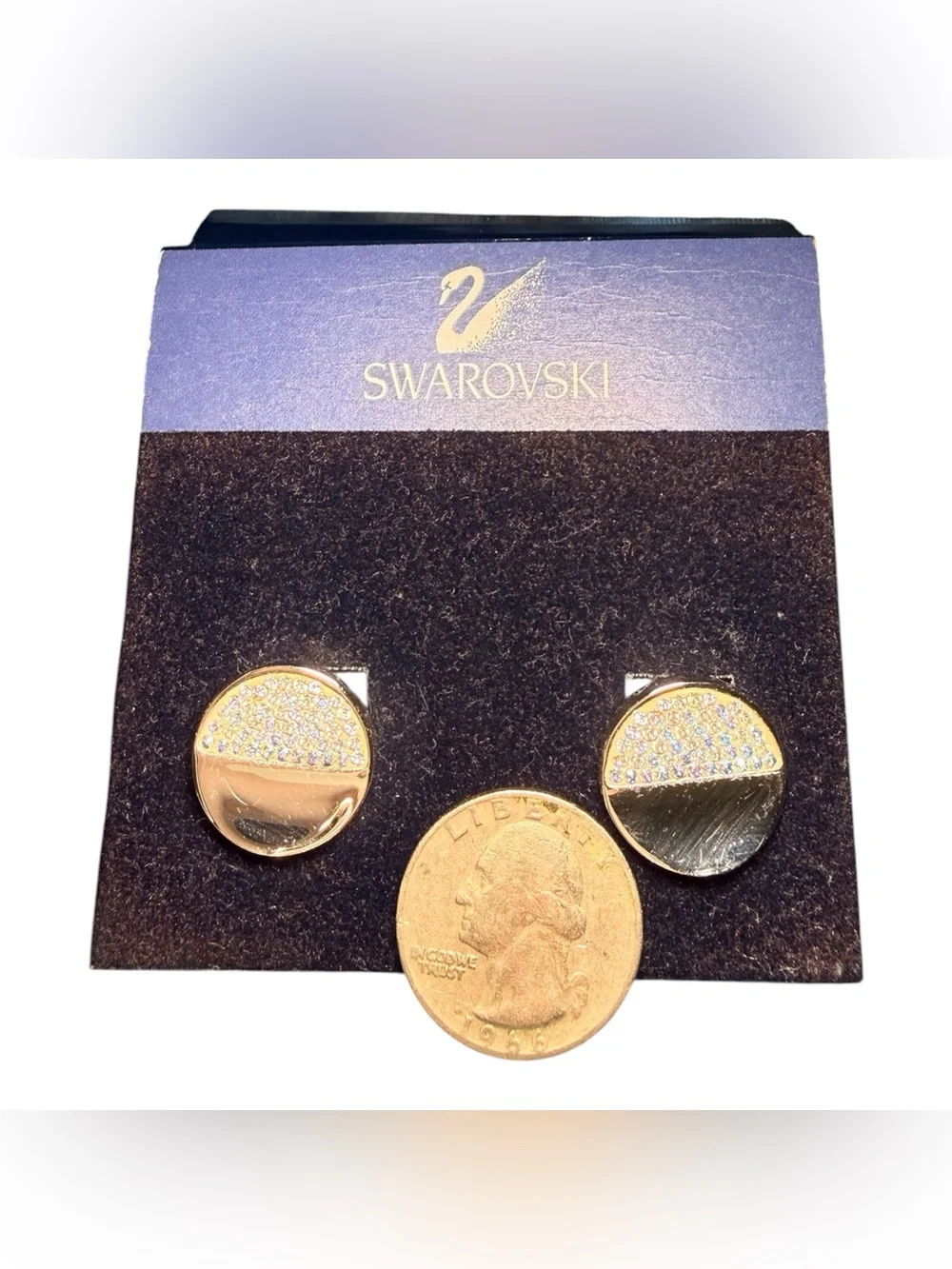 Authentic Swarovski Round Pavé & Polished Clip-On Earrings
